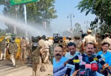 शाहाबाद में धान खरीद को लेकर किसानों का प्रदर्शन, पुलिस ने वाटर कैनन और आंसू गैस का किया इस्तेमाल